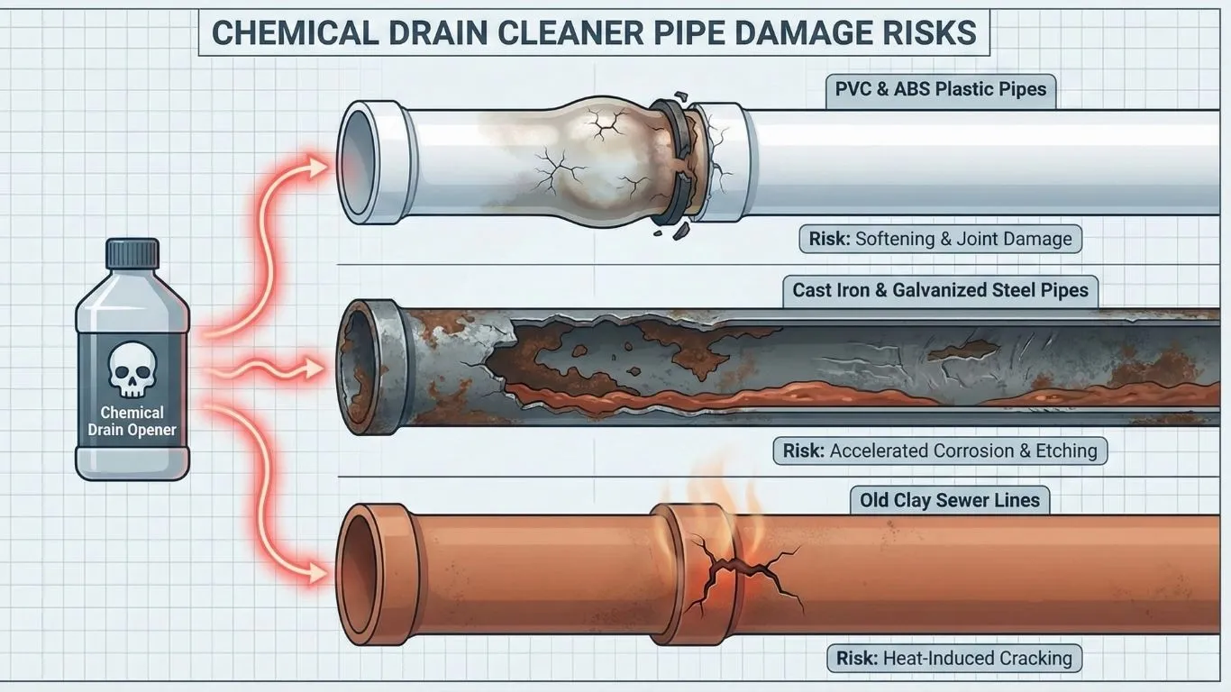 Drain Cleaner Damage Pipes. The Real Risks